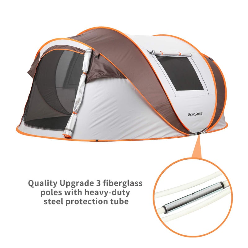 EchoSmile Instant Pop Up Camping Tent, 2/4/6 Person, Easy Setup Tent, Water Resistant Dome, Portable with Carry Bag - Image 5